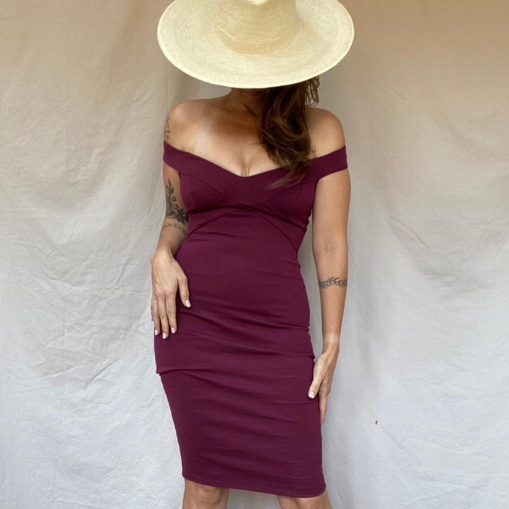 Merlot colored mini dress.